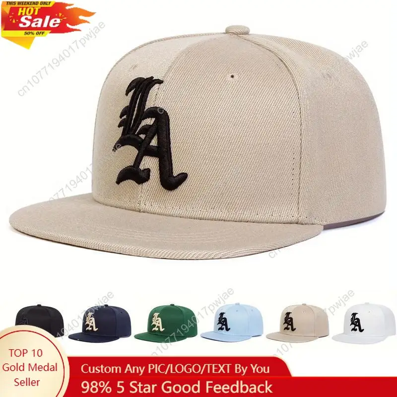 

Men Gothic Letter LA Embroidered Hip Hop Hat Outdoor Sport Adjustable Sunscreen Leisure Hat Spring Autumn Travel Tourism Beach V