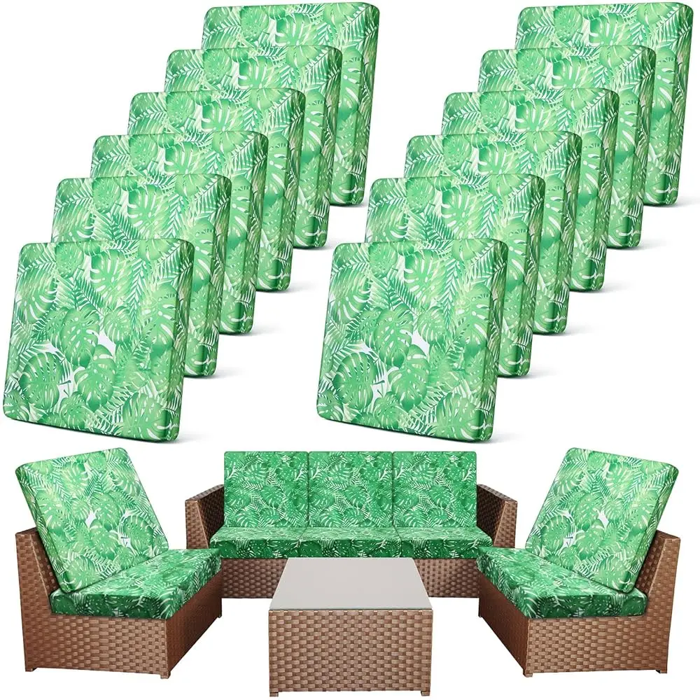 

12 Pcs Patio Stretch Outdoor Cushion Covers Sofa Couch Covers Replacement Couch Slipcover For Sofa Seat Chair Porch Patio