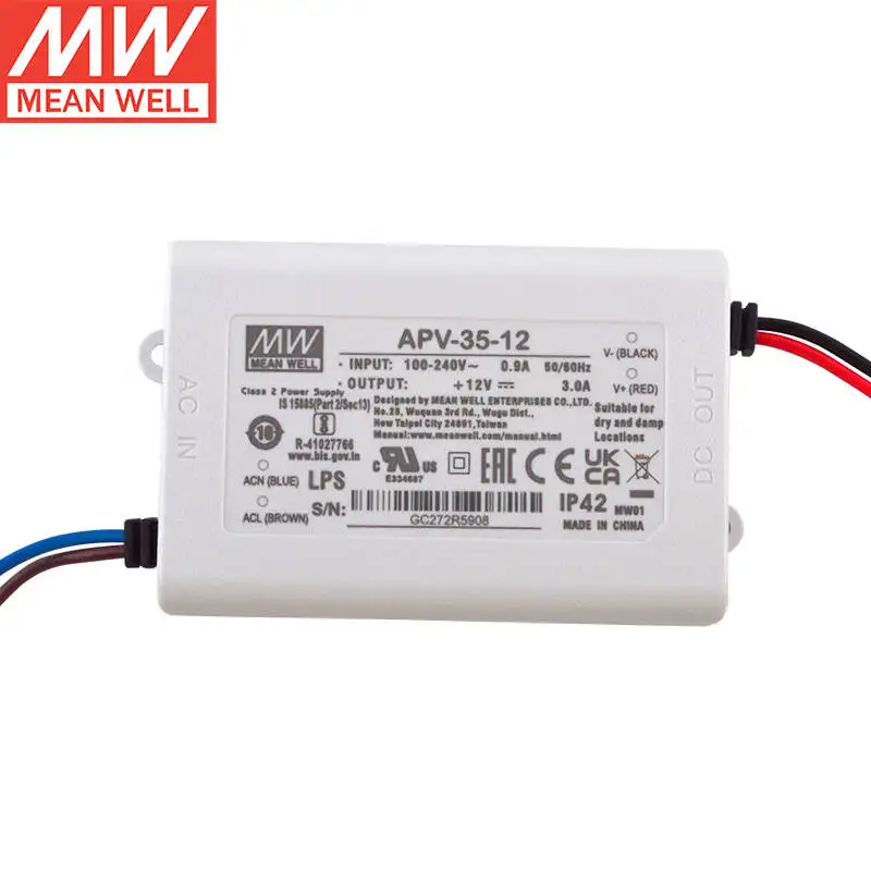 Tai Wan MEAN WELL APV-35-12  12V 3A  Constant Voltage Single Output Switching Power Supply LED Driver Brand New Original