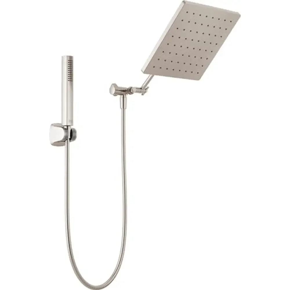 10-inch Raincan Shower Head Hand Held Combo Nickel Square Rainfall Shower Hand Shower Easy Clean Diverter Corrosion-resistant