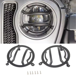 1 Pair Front Headlight Lamp Guard Cover Hood Frame Protection ABS Trim Decoration For Jeep Wrangler JL /Gladiator JT 2018 -2022