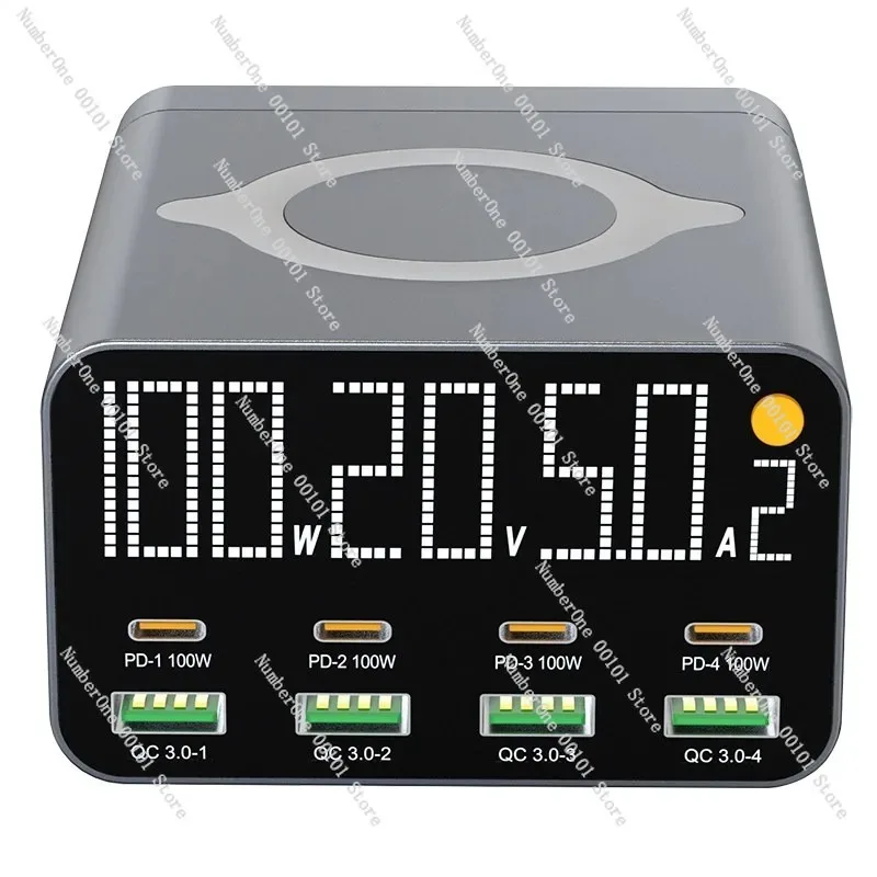 Multi Port USB Fast Charging Station Digital Current Display Desktop Universal Charger For Phone Tablet Laptop Dock