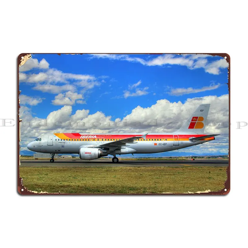 Iberia Airbus 320 Metal Sign Pub Printing Garage Iron Wall Mural Tin Sign Poster