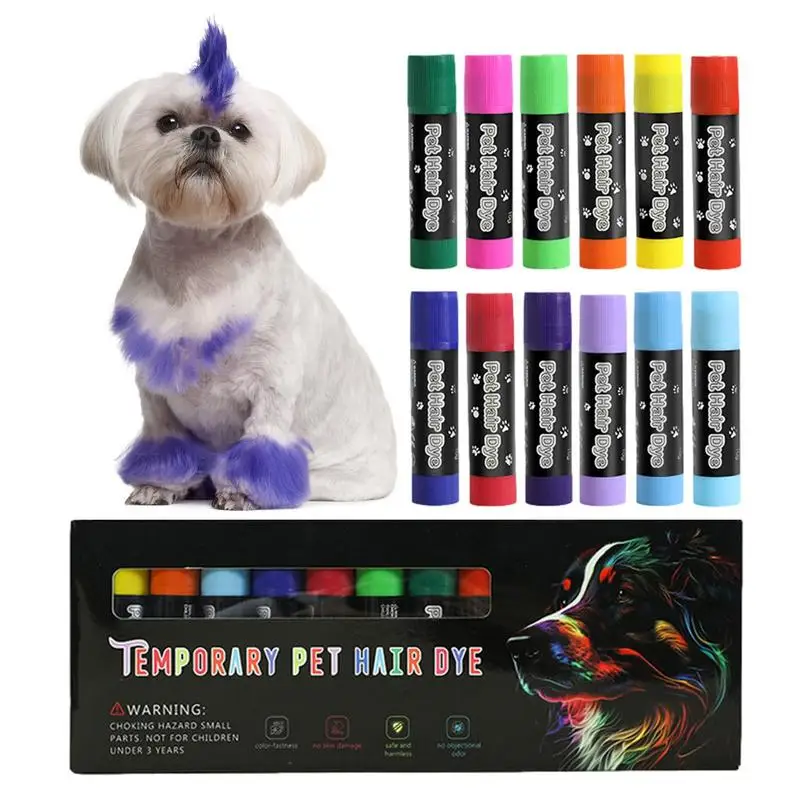 Pet Hair Dye 12 Colors Dog Nail Polish Pen Washable Pet Safe Pet Fur Paint For Different Grooming Pets Temporary Hair Colors