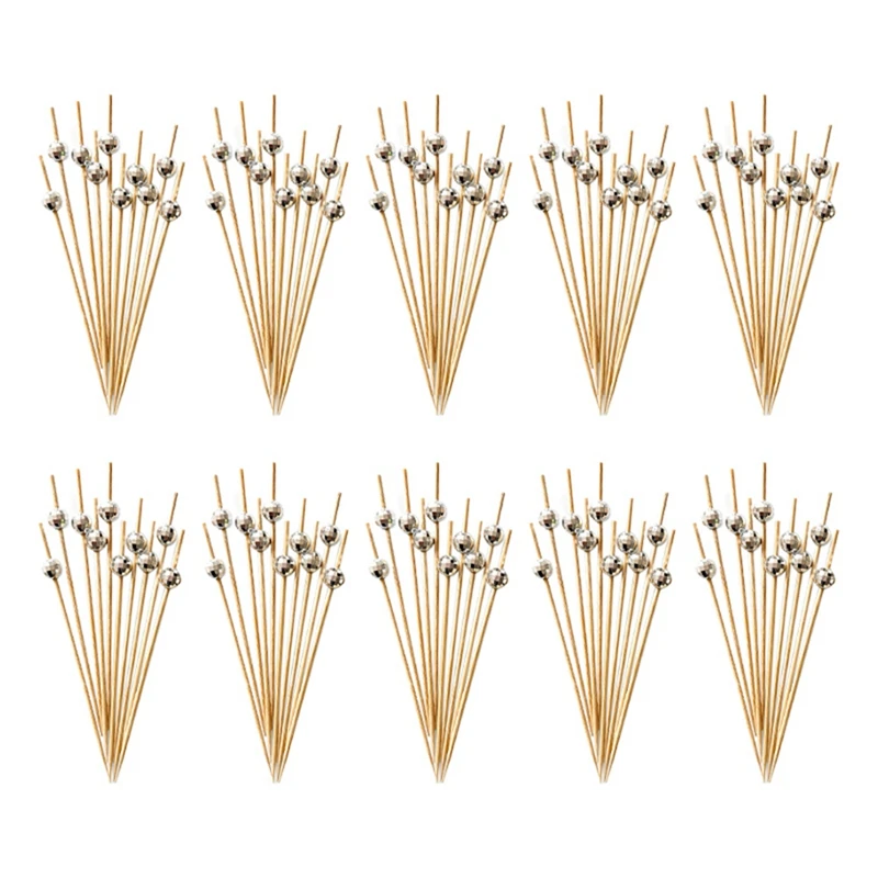 HOT SALE Disco Ball Decorative Toothpicks For Appetizers, Fancy Bamboo Skewers For Appetizers Drinks Disco Party Decorations