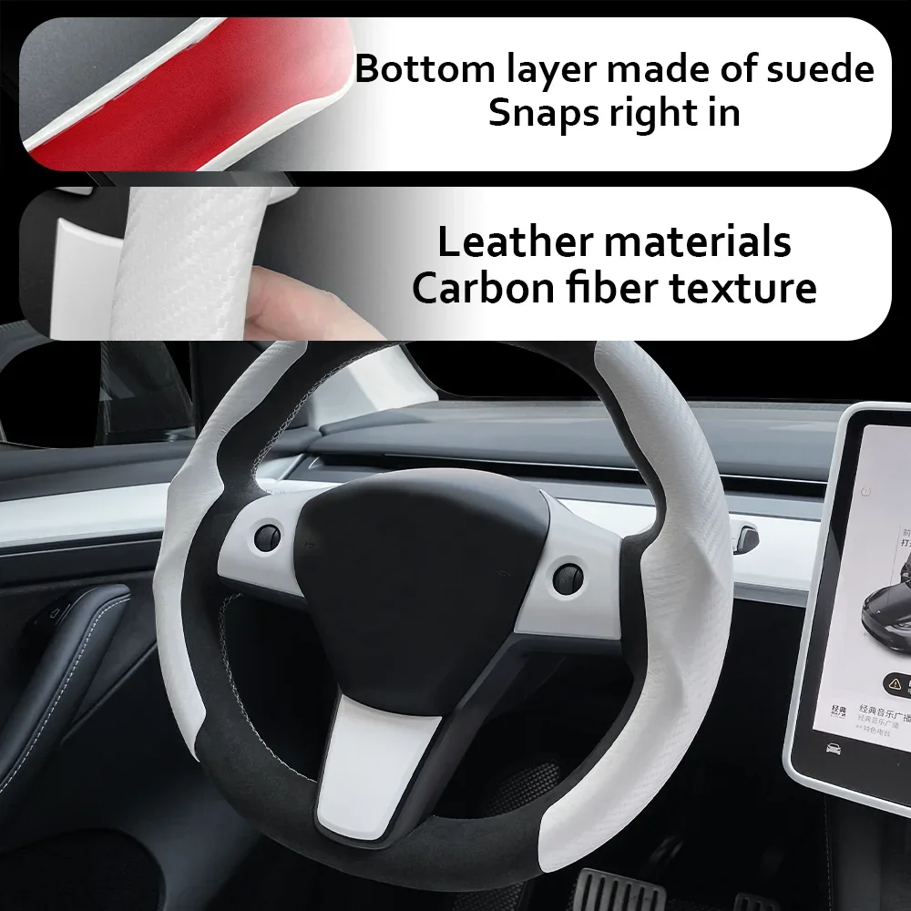 Auto Lenkrad abdeckung für Tesla Modell 3 Auto Panel Verkleidung Rahmen Schaltknauf Abdeckung Modell y Whift Innen aufkleber Zubehör – Detail 12