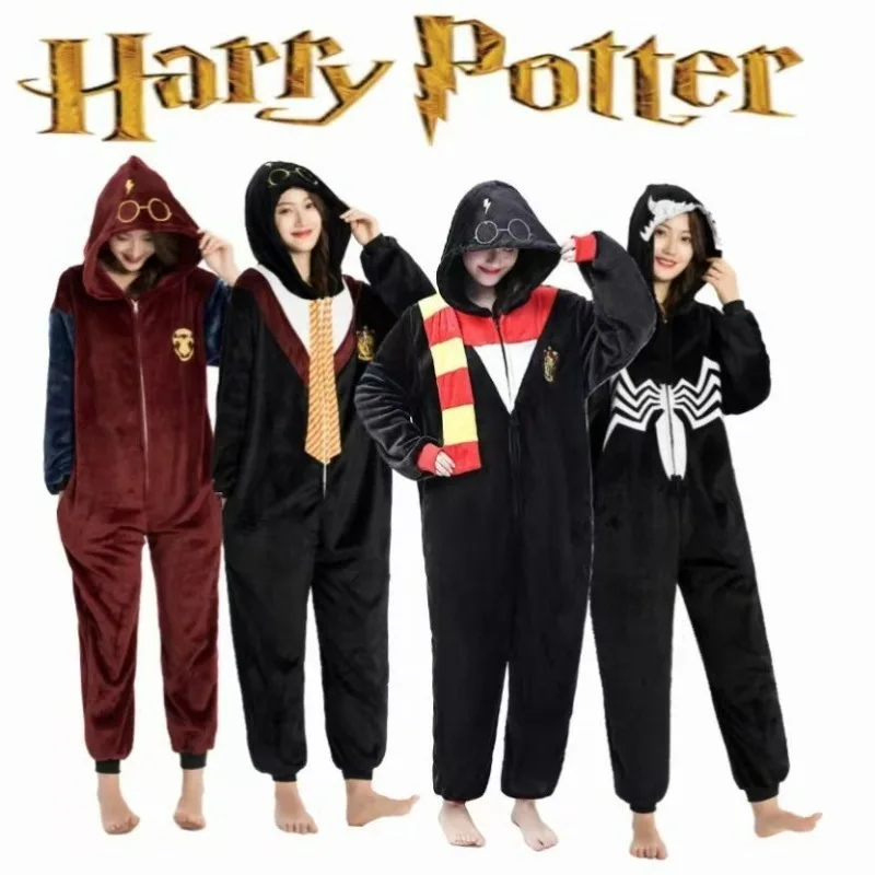 Harry Potter Costumes for Women Men Adult Cosplay Jumpsuit Hooded Pajamas Jumpsuit Halloween