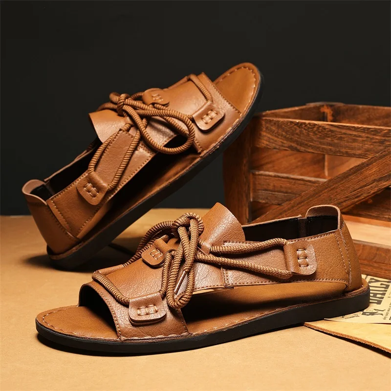 

Open-toe Summer Men's Sandals Breathable Male Casual Shoes Outdoor Beach Shoes Leisure Walk Slippers Hollow Out Flats Sandalias