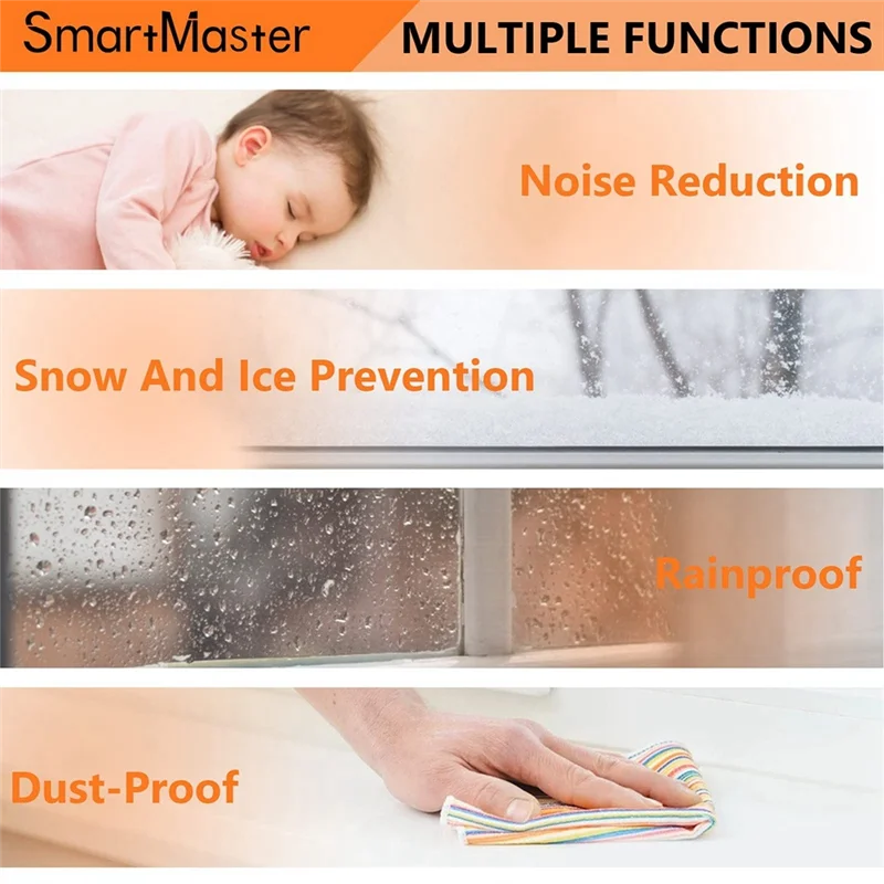 8 rolos 10 m excluído de rascunho para portas e janelas, fita excluída de borracha fita de espuma adesivos de carro vedação cinza