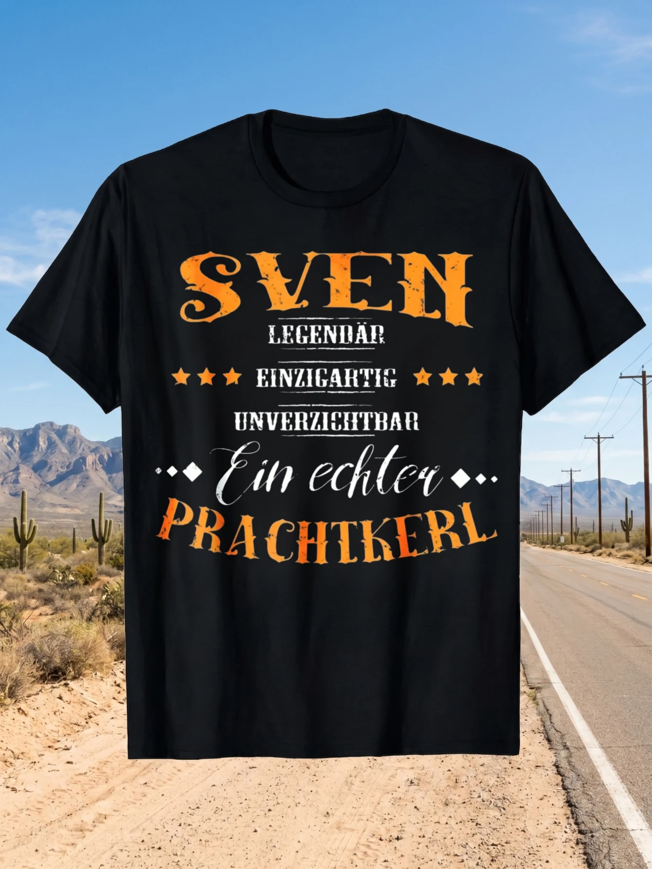 1 Stück 100% Baumwolle Sven Legendär Einzigartig Unverzichtbar Prachtkerl O-Ausschnitt Kurzarm T-Shirt mit Aufdruck Übergröße Bequeme Freizeitkleidung, maschinenwaschbar