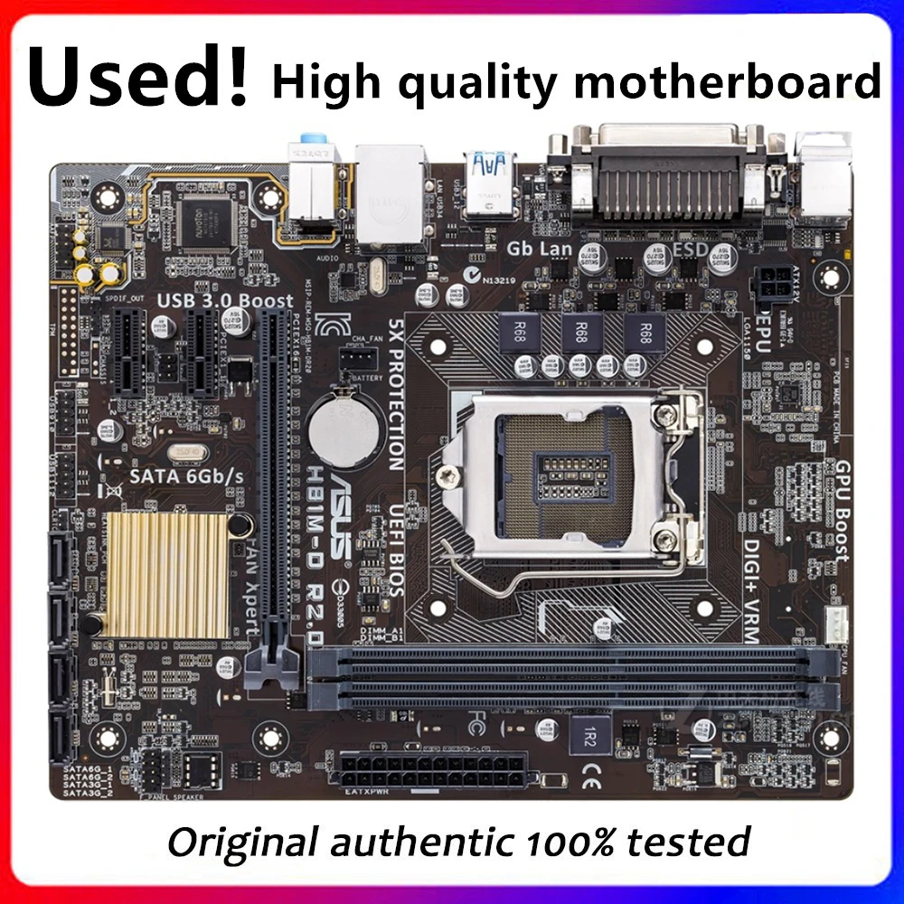 

Материнская плата для настольных ПК Asus H81M-D R2.0 H81 LGA 1150 LGA1150 для Core i7 i5 i3 DDR3 SATA3 USB3.0, оригинальная б/у