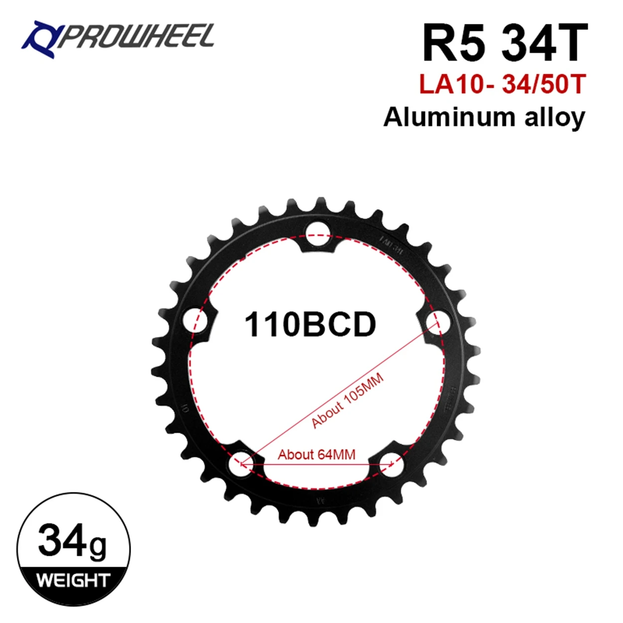 Prowheel bici da strada corona 110 BCD 50T 34T corona per bicicletta 130 BCD Speed Bike Stars 53T 39T catena per bicicletta ruota parti di ciclismo