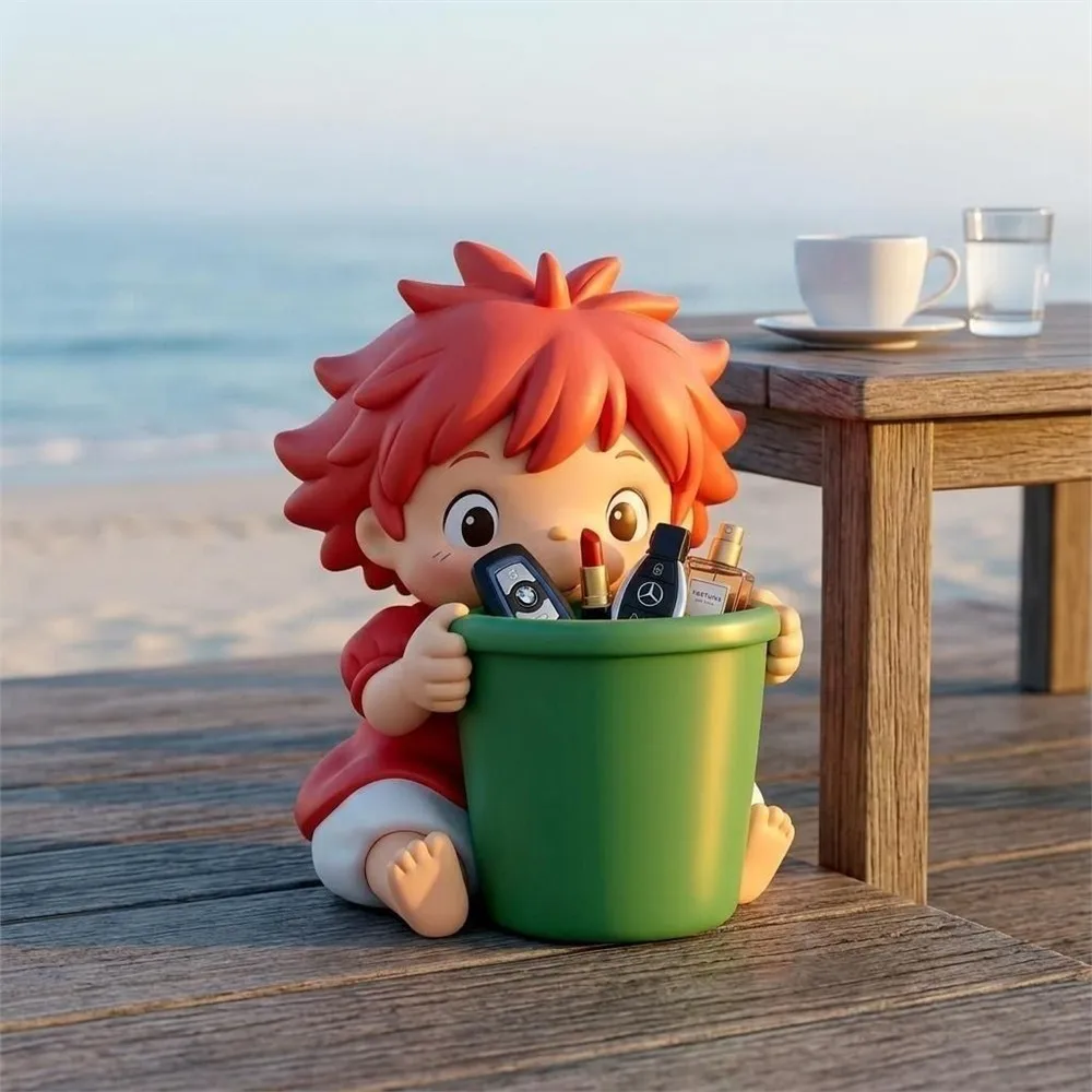 Ponyo Aufbewahrungseimer Desktop-Organizer Niedliche Ästhetische Dekorative Figur für Schlüssel, Lippenstift, Parfüm, Zuhause – Detail 2