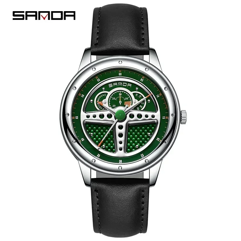 SANDA P1110 2023, reloj con volante a la moda para hombre, reloj de pulsera deportivo de lujo resistente al agua de cuarzo, reloj masculino, reloj Masculino