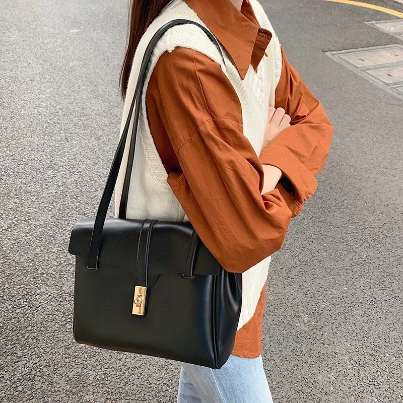 Vintage Women Handbag Large Capacity Pu Leather Shoulder Bags for Female Casual Totes Travel Ladies Hand Bag Brown Big Tote