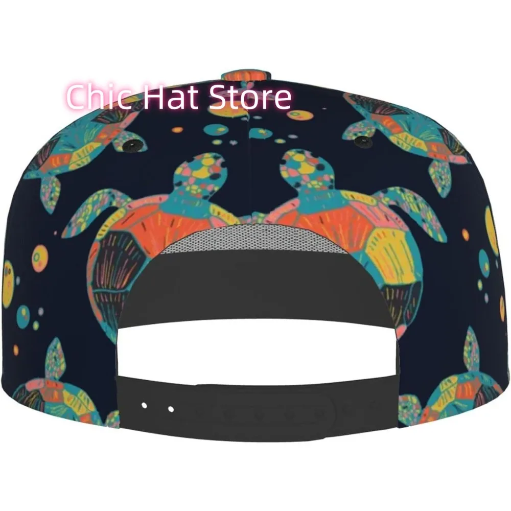Scales Adjustable Baseball Cap for Women Men Flat Bill Snapback Hat Hip Hop Hat Outdoor Sports Trucker Cap Turtle