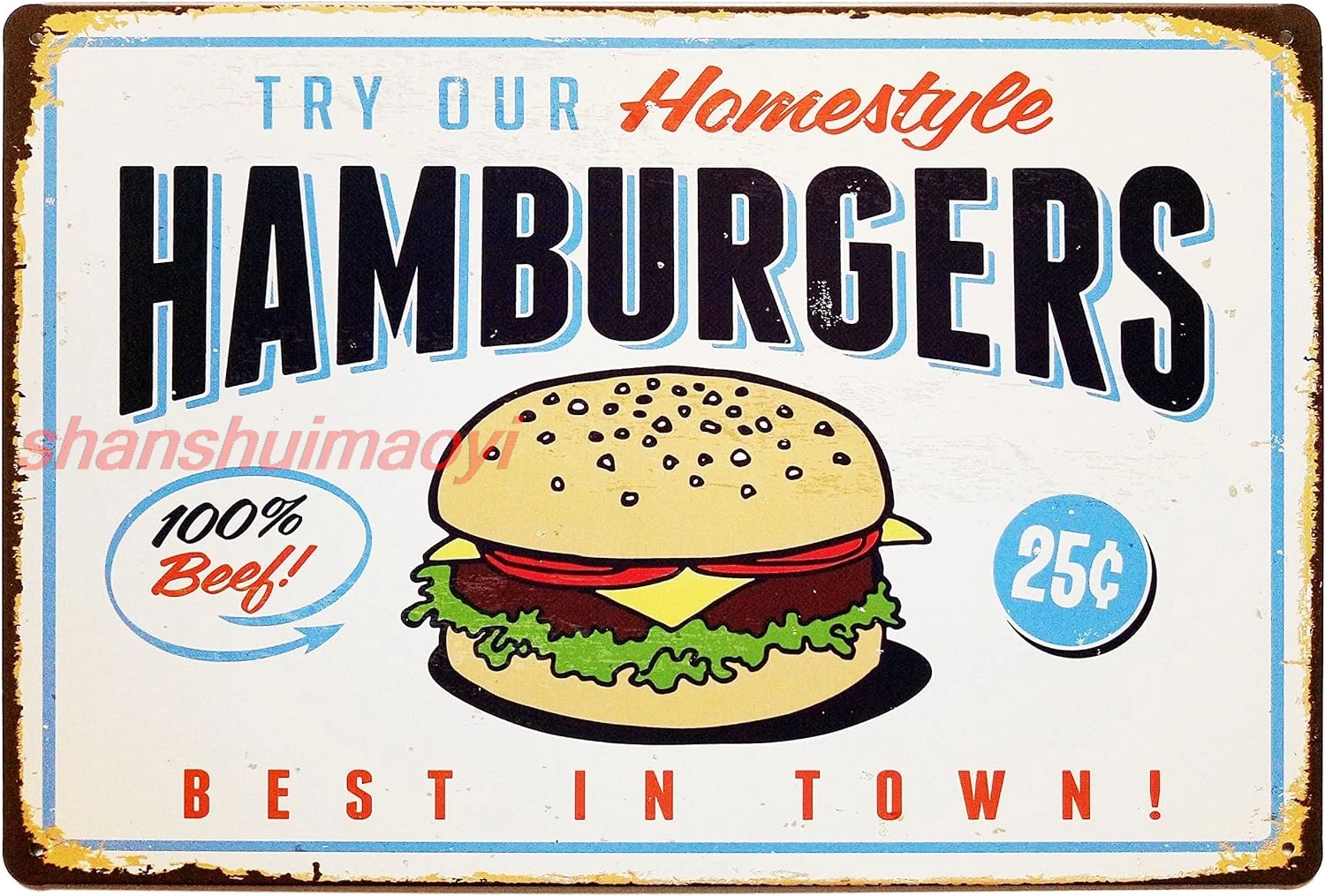 Best in Town Hamburgers Retro Metal Vintage Tin Signs Bar Wall Decor 12 X 8 SHANSUI