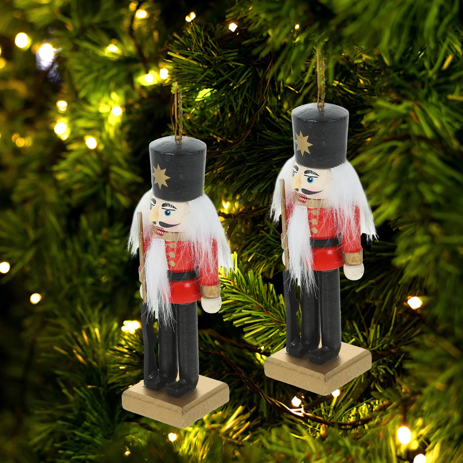 

6 Pcs Nutcracker Ornament Hanging Nutcrackers Craft Water Proof Wood Pendant Man