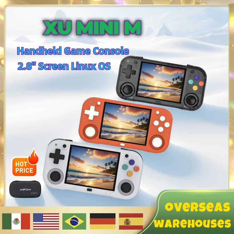 MagicX Xu Mini M Handheld Game Console 2.8 Inch Screen Linux Os Retro Simulator Video Player Portable Console Children Gifts