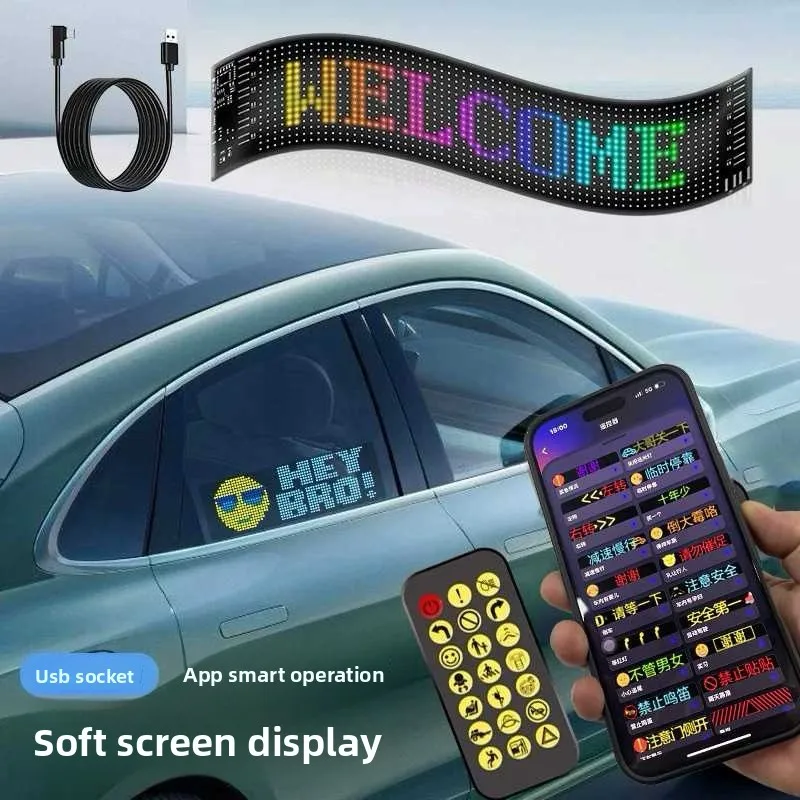 LED Sign Panel Bluetooth App Control Logo Light Customize Text Pattern Animation Programmable Car Display