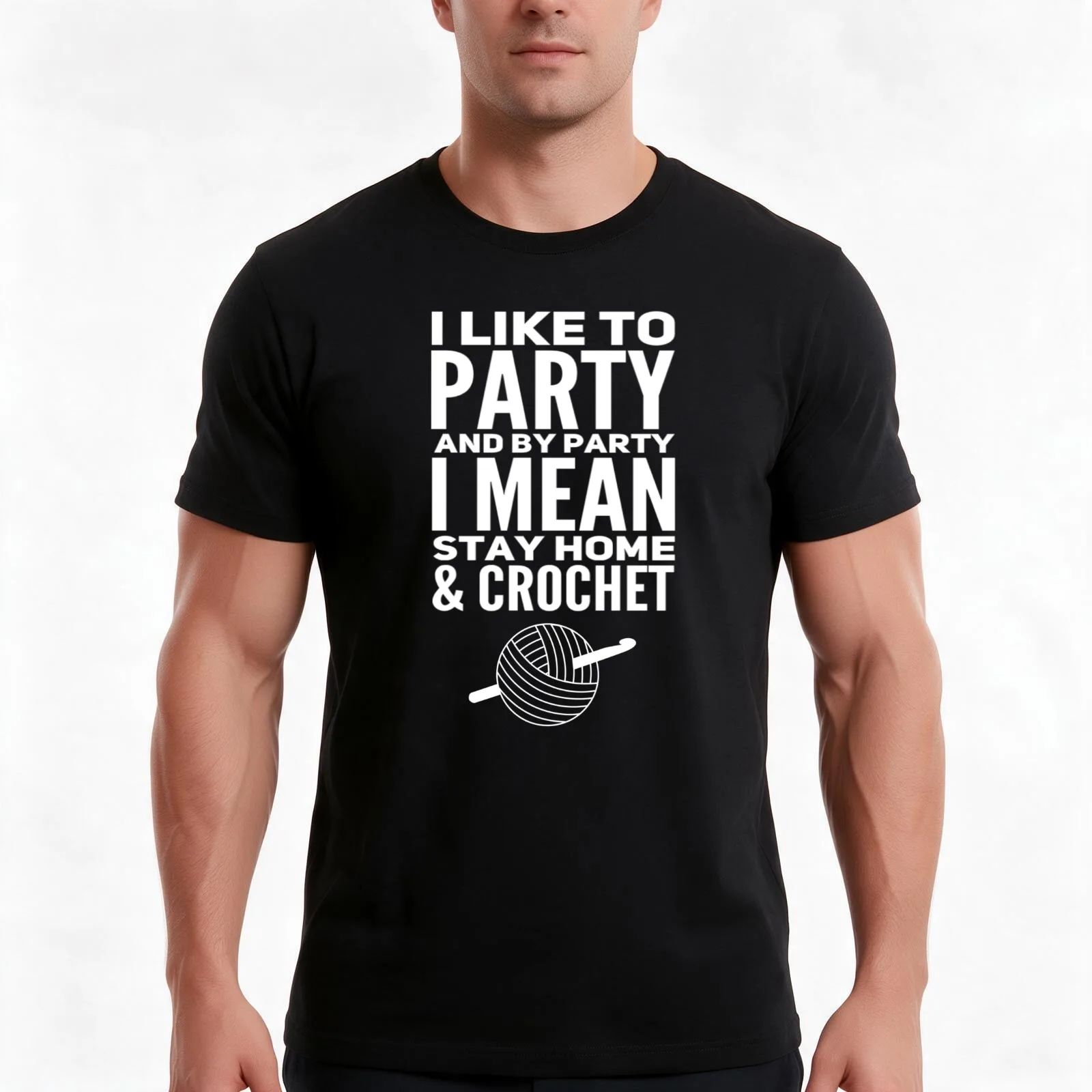 I like to party funny crochet T-Shirt, Summer Casual Cotton Tee, Oversized Streetwear Tops, Vintage Graphic Print, 100% Cotton