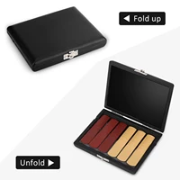 Funda de cuero PU, caja contenedora de cañas para clarinete y saxofón negro con ranuras para cañas de 6 uds.