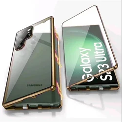 360° Full Protection Magnetic Snap Lock Double Sided Glass Lens Protect Phone Case For Samsung S25 S24 S23 S22 S21 Ultra Plus FE