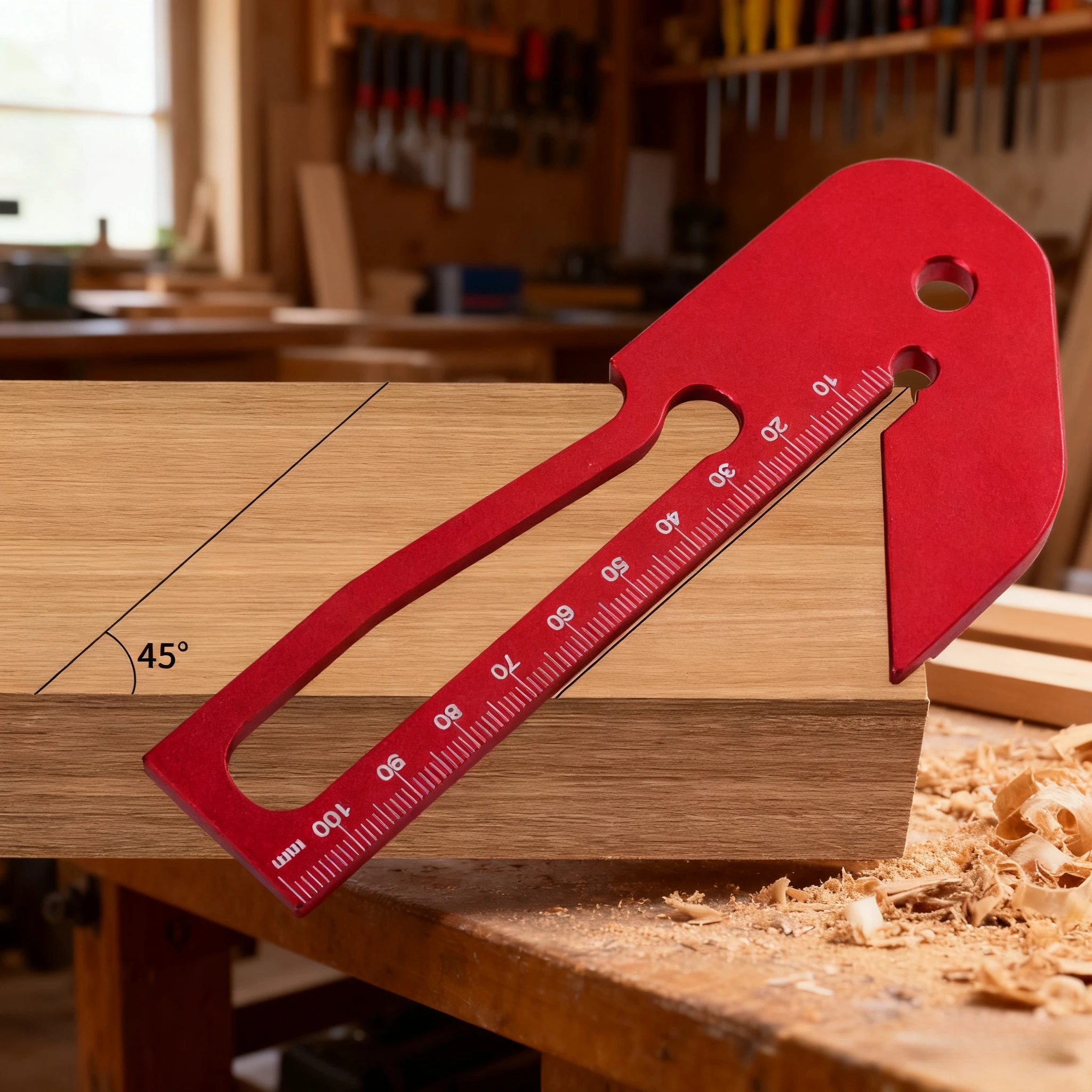45/90 Center Finder, Woodworking Pocket Square - Aluminum Alloy Right Angle Line Gauge Precision Carpenter Ruler  Diy Hand Tools
