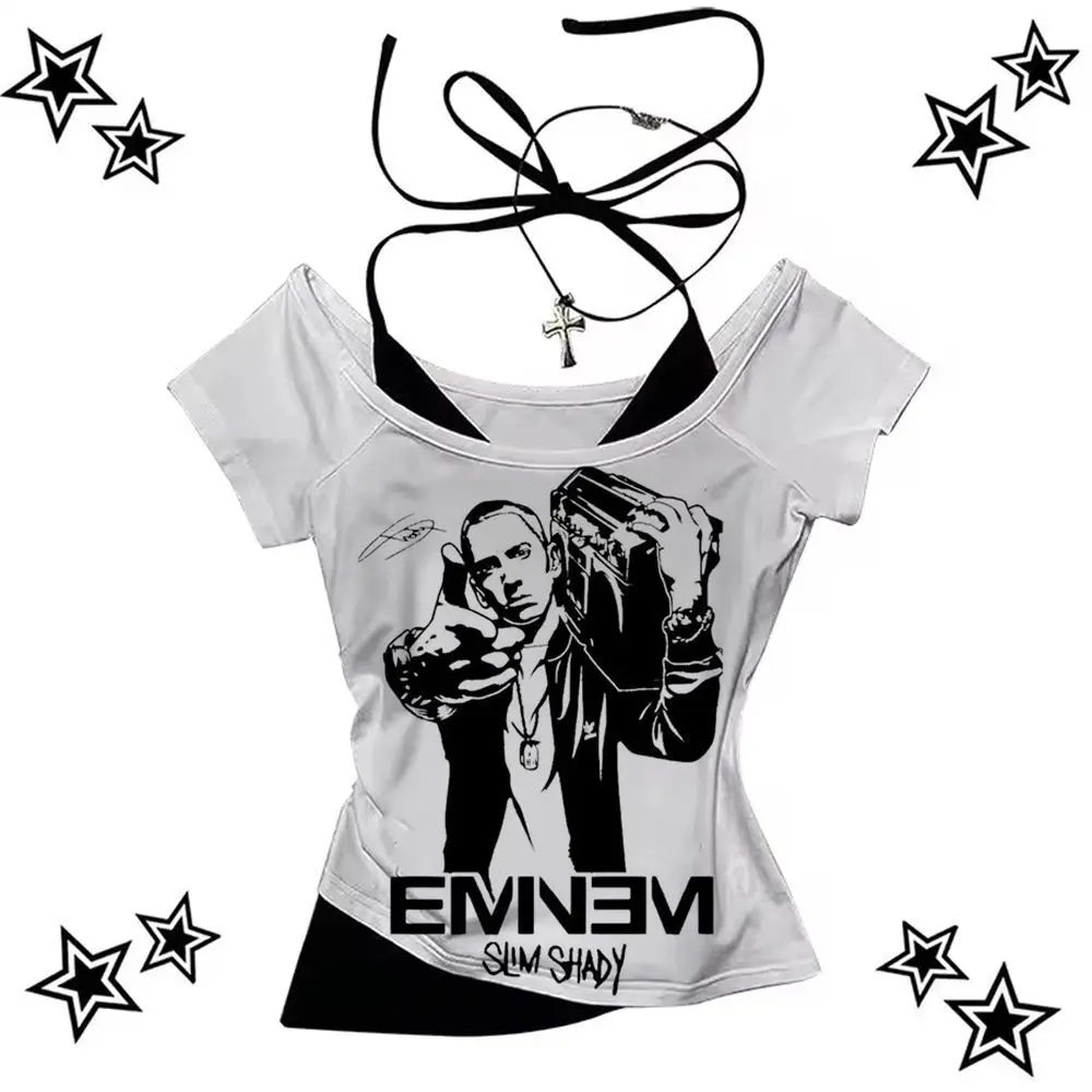 Eminem t-shirt female harajuku  Pastel Retro 2000s kawaii Pop Culture tshirt Comfortable Punk graphic kawaii Graphic harajuku