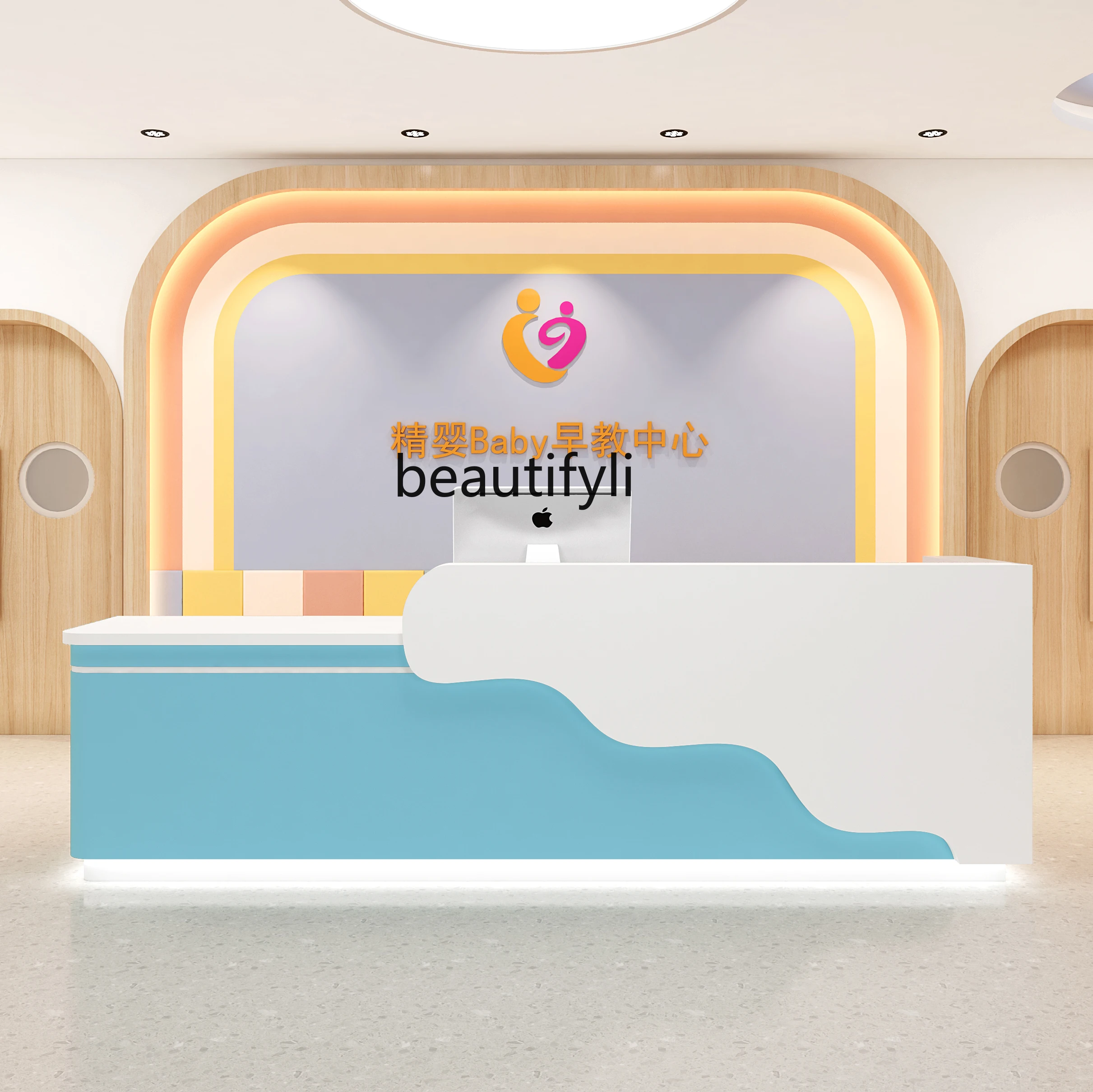 Company paint front desk kindergarten early education center education and training institutions reception desk clothing