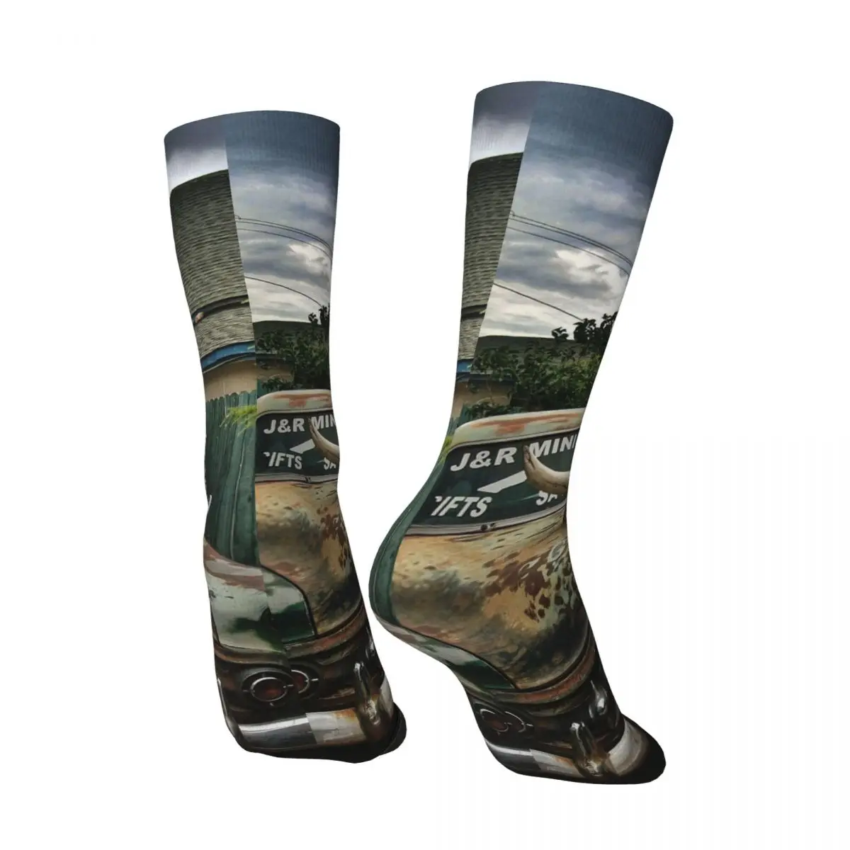 Hip Hop Vintage Rusty Truck Crazy Men's compression Socks Unisex Trucks and Skulls Game Harajuku Seamless Printed Funny Novelty