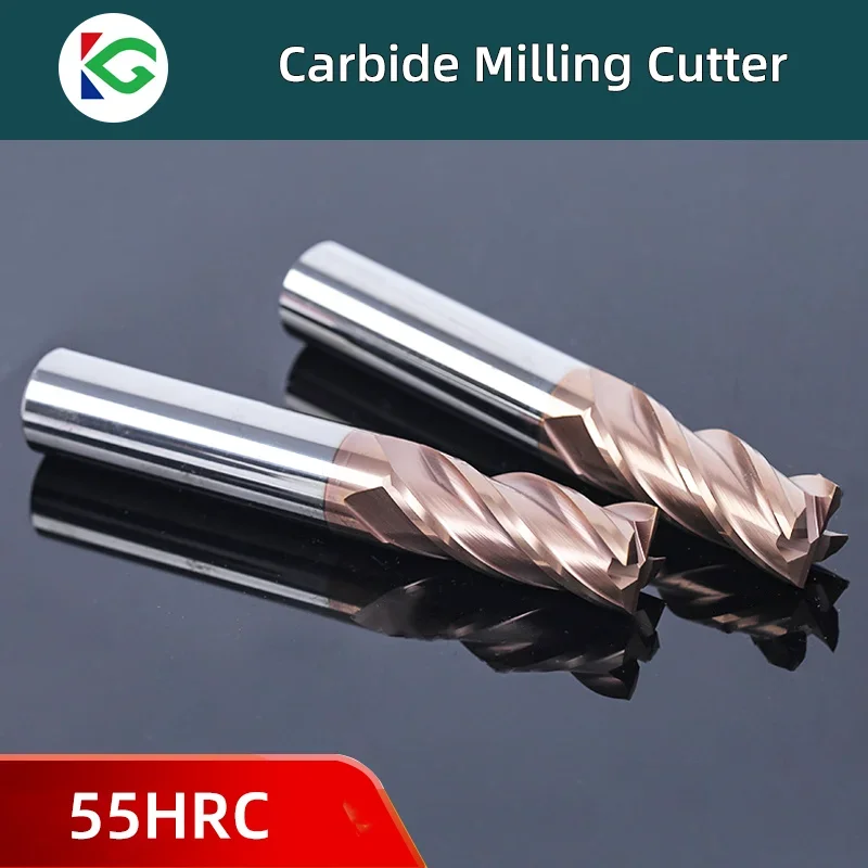 HRC55 Carbide End Mill 1 2 4 5 6 8 10 12mm 4Flutes Milling Cutter Alloy Coating Tungsten Steel Cutting Tool CNC maching Endmills