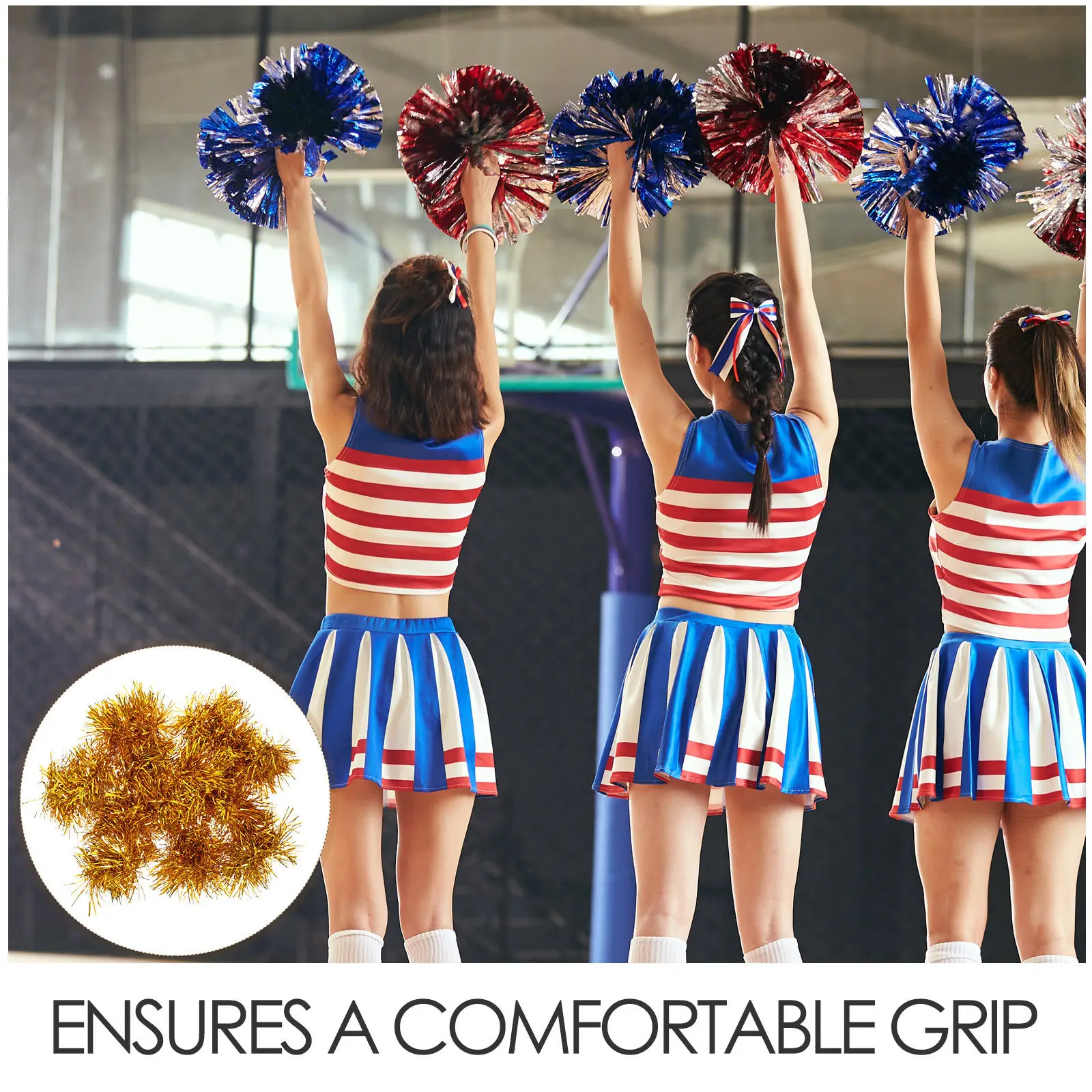 20Pcs Golden Cheer Hand Flowers with Baton Handle Lightweight Cheerleading Poms for School Festivals Basketball Cheer Teams