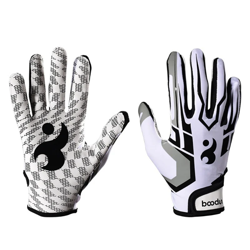 Football Gloves Form Fitting Spandex Fabric Adjustable Wristband Adult & Youth Size Non-Slip Grip Tight Sports Glove