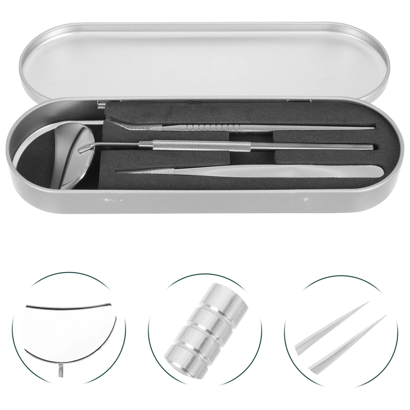 1 Juego de herramientas profesionales de belleza para pestañas, pinzas de extensión de artesanía fina, palo asistente de pestañas, espejo antirreflectante