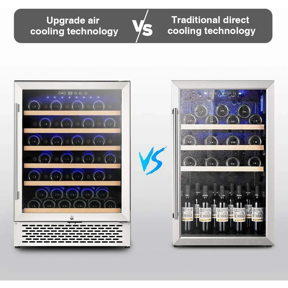 Wine Fridge with 2 Locks, Humidity Control Intelligent Digital Upgrade, Freestanding and Built-in, Wine Cooler