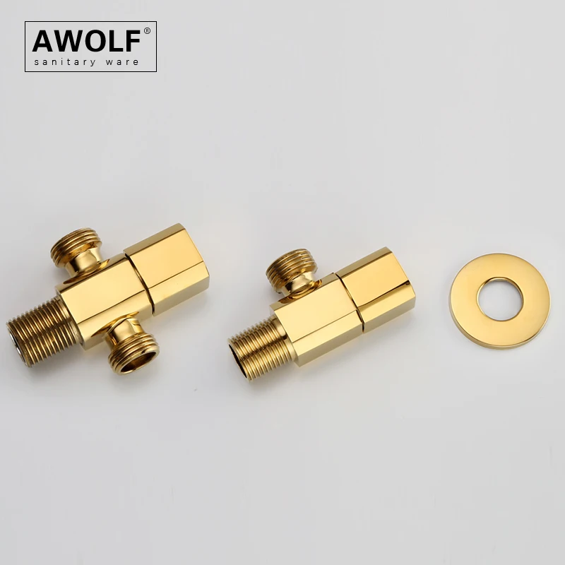 Awolf Titanium Gold Polishing Solid Brass Handheld Toilet Bidet Sprayer Set Hygienic Shower Head Angle Valve Anal Shower AP2264