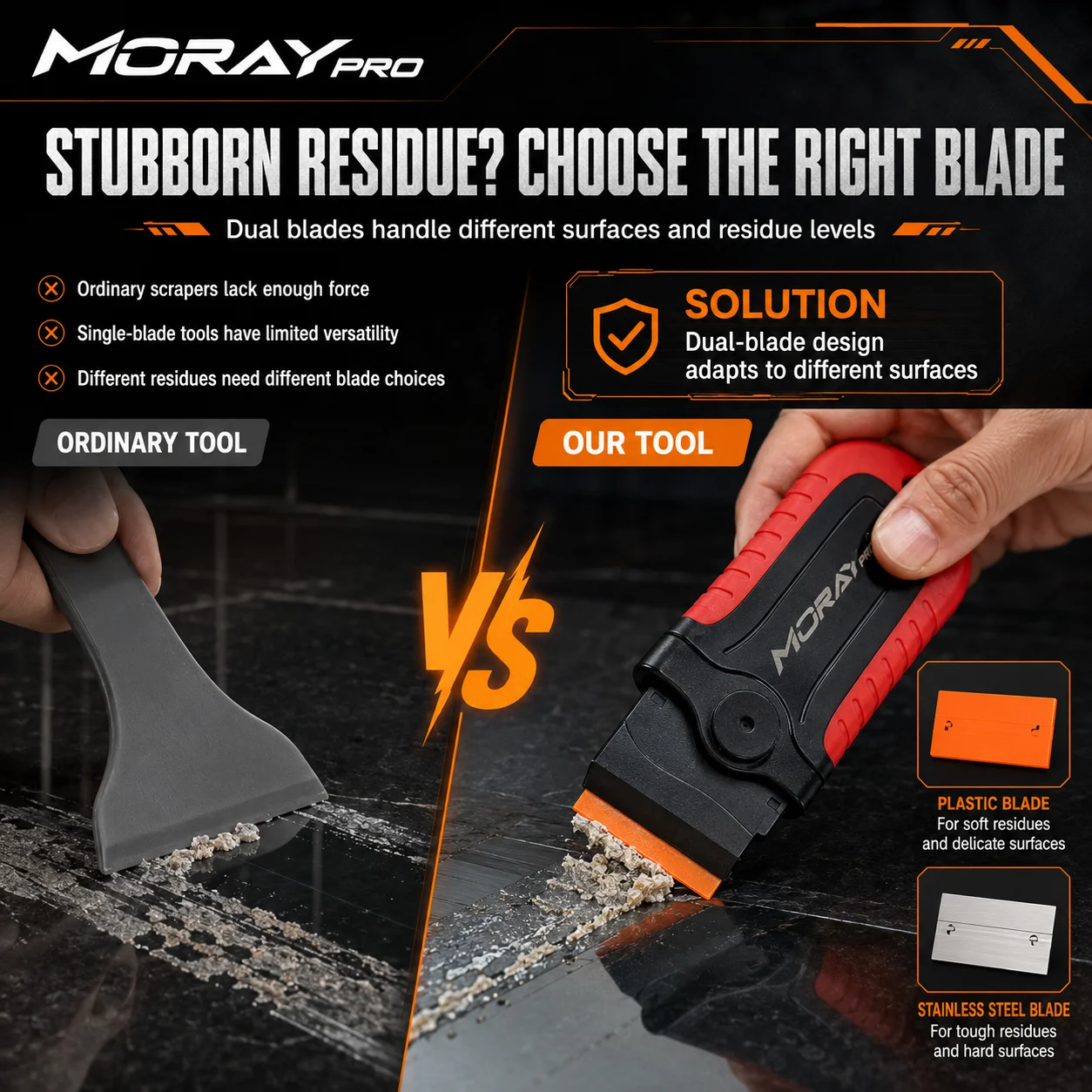 MORAY car window tinting glass cleaning scraper, tool for removing sealant and plastic scraper for car sunscreen film and glass