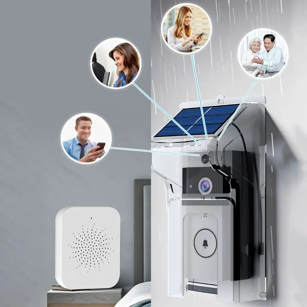 Waterproof Visual Intercom Doorbell Solar Power Wireless Smart Home Doorbell Home Security 2-Way Intercom Intelligent Door Bell