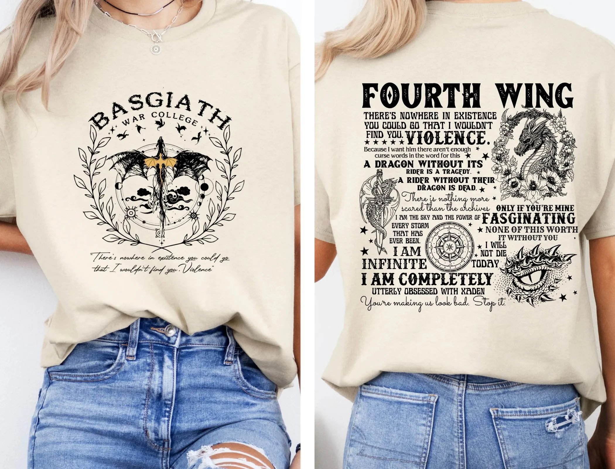 Fourth Wing Tshirt Dragon Rider Tshirt Basgiath War College Shirt The Empyrean Series Violet Sorrengail Fantasy Book