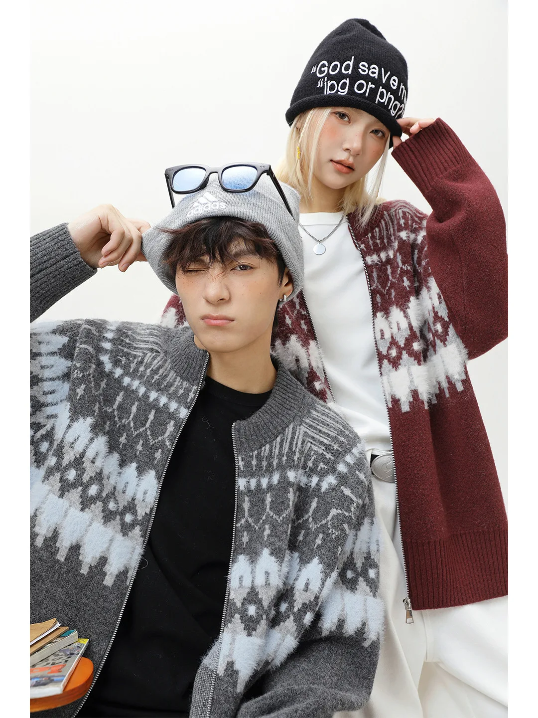 

Men's Fair Isle Knit Cardigan Soft Faux Fur Autumn Winter Casual Wear Cotton Acrylic Spandex Leather Blend Long Sve