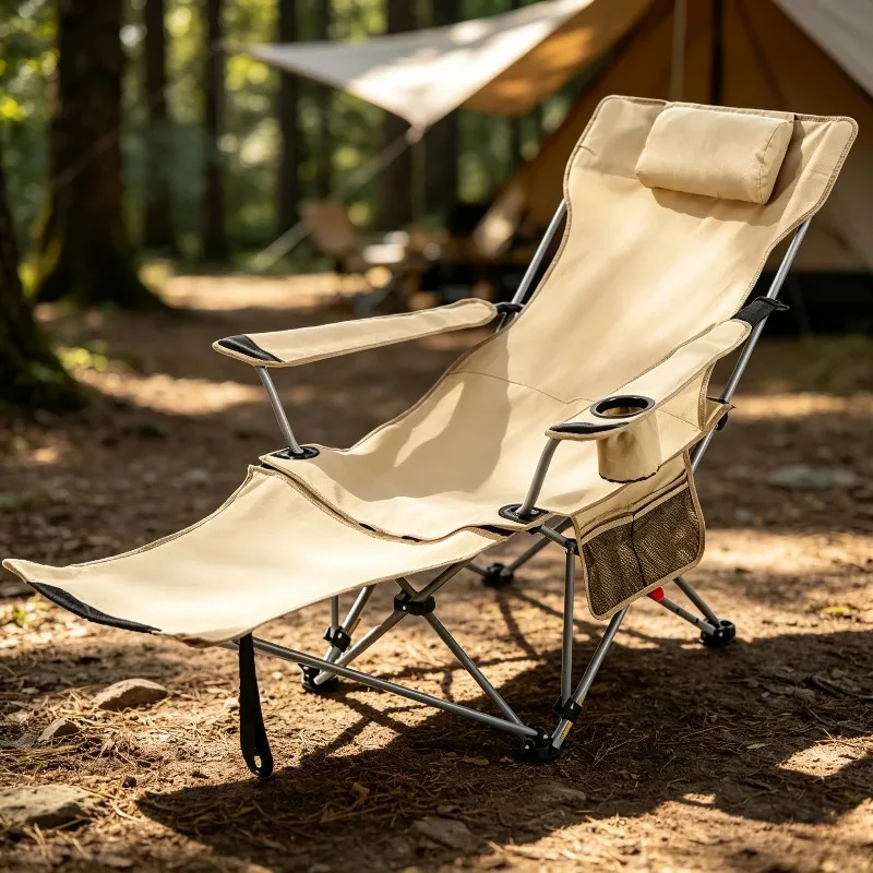 Heavy Duty Folding Moon Chair,Thickened Carbon Steel Frame with 300lbs Load Capacity,3-Level Adjustable Reclining and Detachable