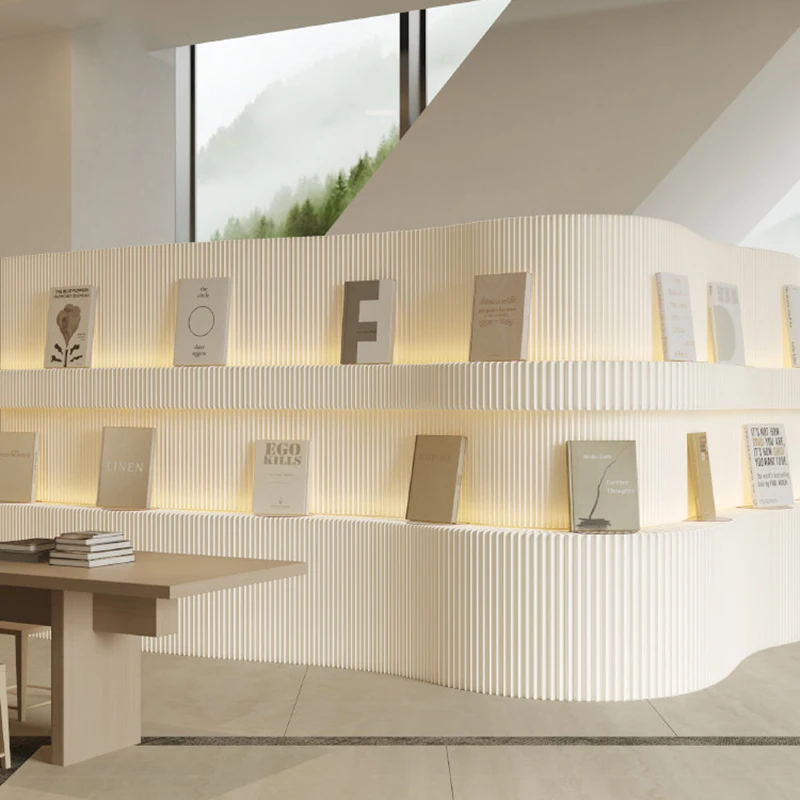 Book Display Stand Kraft Paper Modular Room Divider Space Partition Honeycomb Folding Paper Rack Wall With Led Light