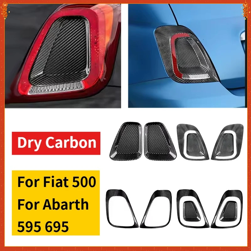 

For FIAT 500 For ABARTH 595 695 Real Dry Carbon Fiber 595C Rear Tail Light Cover Decoration Plate Modificatio BODY KIT 17-2023
