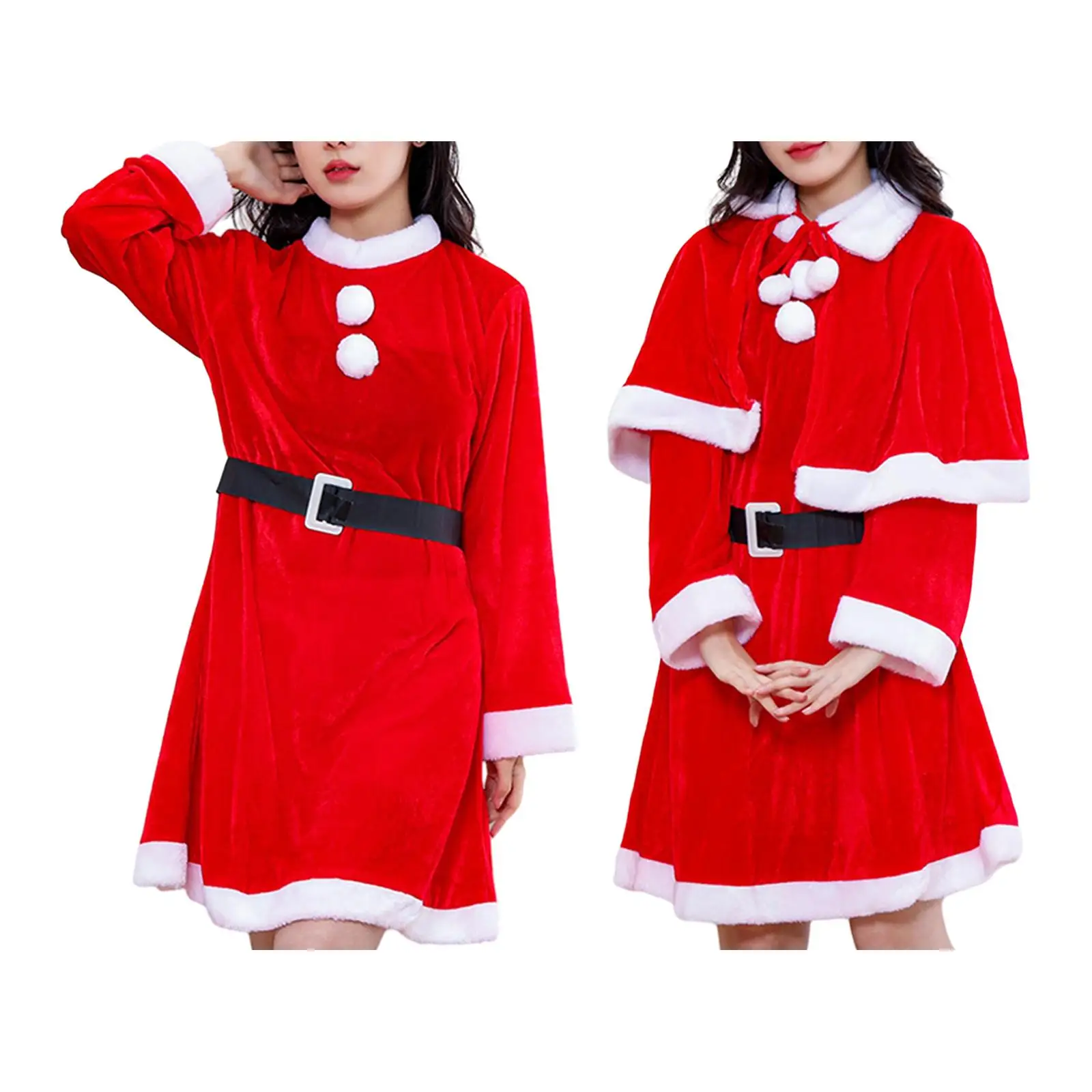 Christmas Santa Dress Outfit, Christmas Costume Outfit, Fancy Dress Adult Cosplay Xmas Outfit Xmas Clothes for Photo Props