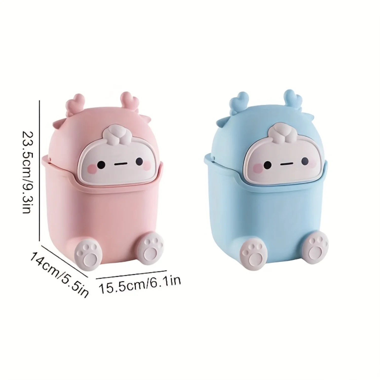 Cute Cartoon Mini Desktop Trash Can - Small Garbage Bin for Office, Bathroom - Plastic Wastebasket - Perfect Gift