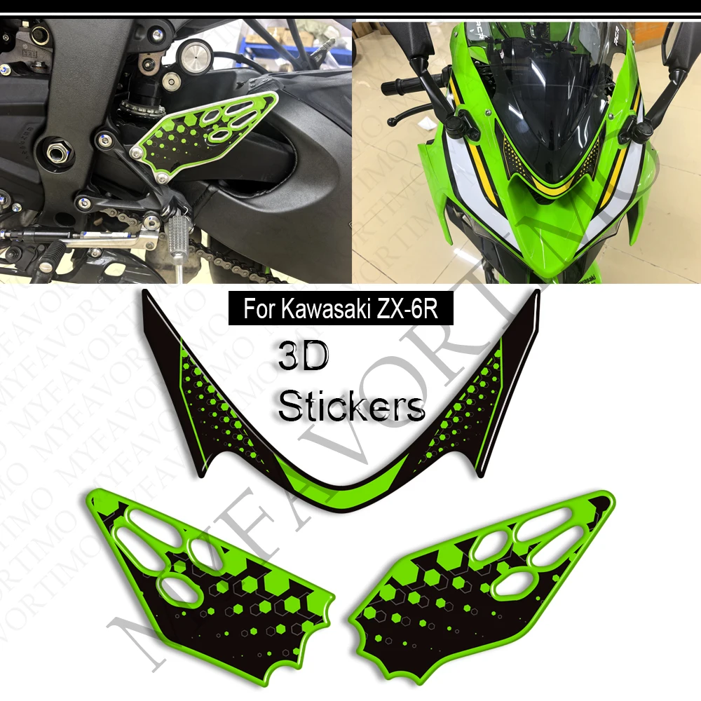 

Motorcycl For kawasaki Ninja ZX-6R ZX6R ZX - 6R Tank Pad Gas Fuel Oil Cap Protector Front Face Fairing Fender 3D Stickers Decal