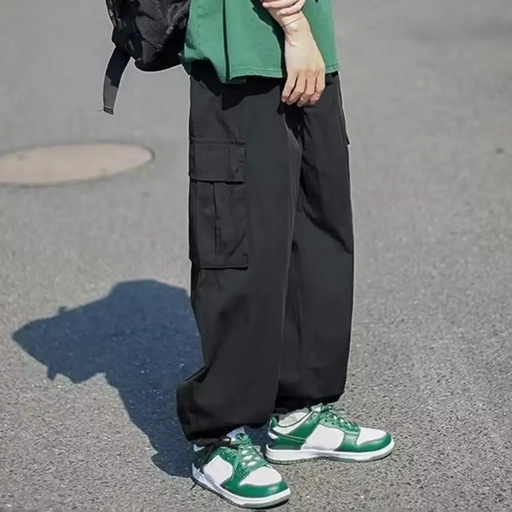 Men Cargo Pants Harajuku Style Straight Casual Pants for Men Autumn Solid Color Pocket Loose Wide Leg Trousers pantalones hombre