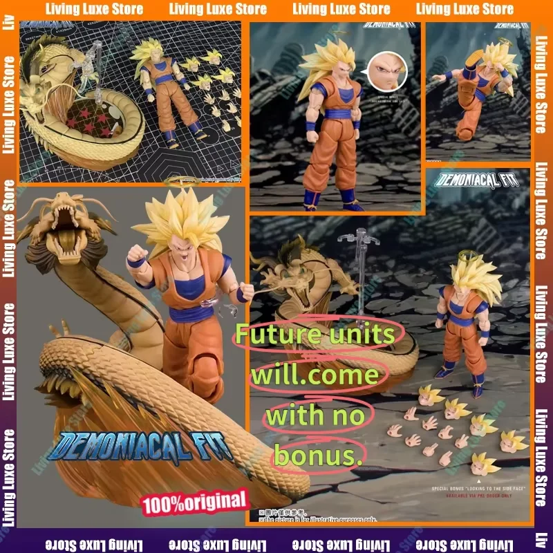 Figura de Goku Demoniacal Fit SSJ3 en Stock, Figura de Acción Dragon Ball Z SHF Super Saiyan Goku, Figura de Acción Dragon Blaster, Modelo de Juguete