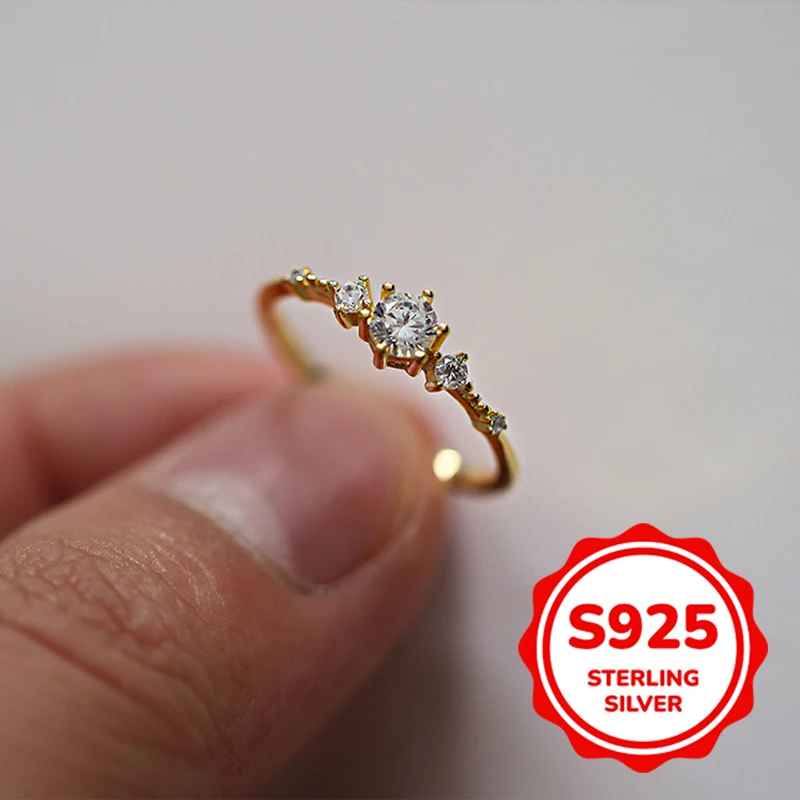 

S925 authentic sterling silver versatile elegant round opening adjustable ring retro light luxury exquisite simple fashion